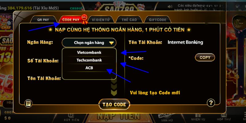 Giao dịch qua CODE PAY