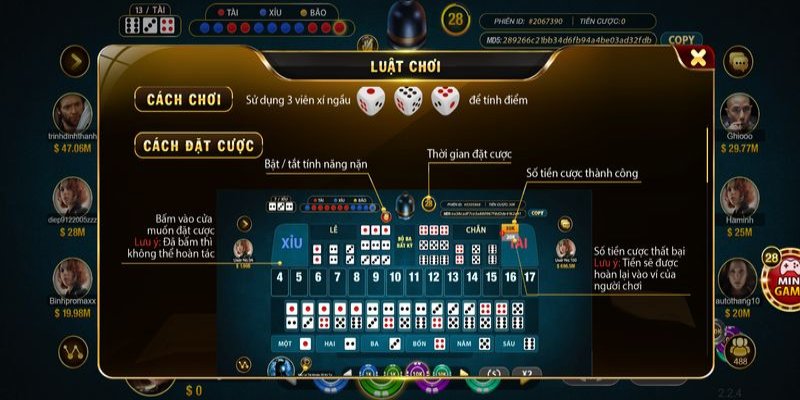 Luật chơi tài xỉu sảnh rồng Sao789 